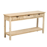 U_STYLE Fir Veneer Modern Stylish Console Table with Honeycomb Design,Suitable for Study,Entryway, N711P230811O