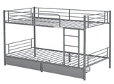 Twin Over Twin Convertible Bunk Bed with 2 Storage Drawers, Metal Bunk Bed Can 58532352