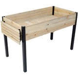 ZNTS Raised Garden Bed, Metal Leg Wood Planter Boxes with Folding Storage Shelf,Elevated Planter Box for W465P182258