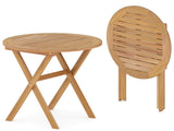 26" x 27" Solid Acacia Wood Foldable Round Side Table, 180 LBS Weight Capacity Patio End Table 61714153