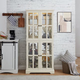 Curio Display Cabinet,Antique Display Cabinet with Glass Doors Adjustable Shelves for Collectibles W2275P231687