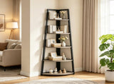 5-Tier Farmhouse Corner Bookshelf, 70" Tall Corner Shelves Plant Stand for Living Room 48121382
