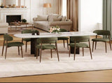 Dining Chairs Set of 2, Metal Kitchen Chairs with Modern Fabric Upholstered for Dining Room, Green 14675784