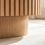 43.70Inch Modern Handcraft Drum Coffee Oval Coffee for Living Room,Small Wooden Coffee W2582P250631