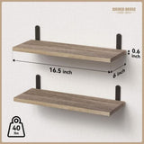 Rustic Wood Shelves Set of 2, Farmhouse Style Floating Shelf for Wall Dcor, Hanging Shelves for W2181P194278