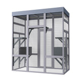 62.6" Wooden Outdoor Catio for Cats, Large Cat Enclosure with Waterproof Roof, 2 Napping House, W773P315772