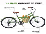 6 Speed, Steel Frame, Multiple Colors 24 Inch Bike,Commuter Bike for Adults W1019P352640