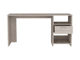 Computer Desk with 1-Drawer and 2-Open Storage Shelves, Light Gray B097133108