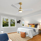 48 Inch Wood Ceiling Fan With 3 Solid Wood Blades Remote Control Reversible DC Motor For Living Room W882P294917