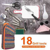 19Pcs Camping Cooking Utensil Kit Portable Picnic Cookware Outdoor Kitchen Equipment Gear Campfire 02334083