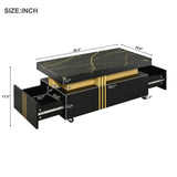 ON-TREND Contemporary Coffee Table Faux Marble Top, Rectangle Cocktail Table WF305961AAB