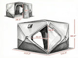 Insulated Pop-Up Ice Fishing Tent 3-4 Person Hub Style with Double Zipper Doors 88793343