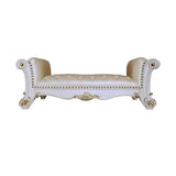 ZNTS ACME Vendome Bench, Synthetic Leather & Antique Pearl Finish BD01522