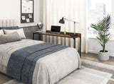 Rustic Brown Wood Finish Multipurpose Over the Bed Desk with Adjustable Height, Metal Legs with B011P244981