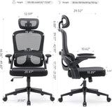 ZNTS Ergonomic Mesh Office Chair, High Back Desk Chair with 3D Armrests, Up&Down Lumbar Support, Swivel W1622P196280