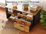() 3-Drawer Wooden Filing Cabinet with Wheels P2 Particleboard with Melamine 83894749