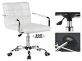 Modern Adjustable Faux Leather Swivel Office Chair with Wheels, White 16916250