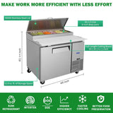 Orikool 44 IN Commercial Pizza Prep Table with a Built-in Refrigerator 11 Cu.Ft, Butcher Block W2095126125