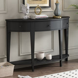 U-Style Modern Curved Console Table Sofa Table with 3 drawers and 1 Shelf for Hallway, Entryway, WF312995AAB