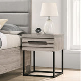 Alvear Contemporary Wood Nightstand with Metal Base, One Size, Nightstand ONLY, Weathered Gray T2574P225177