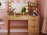Oak-colored particleboard with a textured melamine veneer, 4-drawer, 2-tier vanity table with 10 18944557