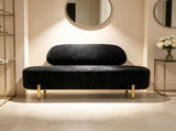 With Backrest, Gold Legs, Chenille Waiting Chair, 140*50*80cm, Black 28082880