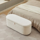 ZNTS S03 Basics Upholstered Storage Ottoman and Entryway Bench WHITE W1805P178800