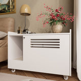 White Cat Litter Box Enclosure,Hidden Litter Box Furniture with top side fence,Wooden Pet House Side W3166P266380