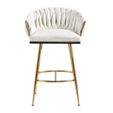 26'' Counter height bar stools velvet kitchen island counter bar stool with hand- wave back,golden W2215P147899