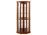 6 Shelf Lighted Corner Curio Cabinet with Adjustable Tempered Glass Shelves and Mirror Back, Oak W1693P170925
