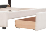 Upholstered Platform Bed with Classic Headboard and 4 Drawers, No Box Spring Needed, Linen Fabric, 20024177