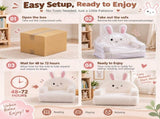 Kids Armchair Toddler Reading Sofa, Full Compression, Teddy Velvet Cute White Rabbit Shape Kids Sofa 66631324