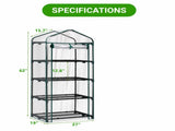 4 Tier Mini Greenhouse with PVC Cover, Roll-Up Zipper Door, Portable Indoor Outdoor Garden Plant 05682601