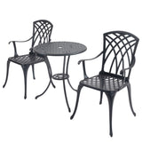 ZNTS 3 Piece Bistro Table Set Cast Aluminum Outdoor Patio Furniture with Umbrella Hole Patio Balcony, W2505P151717