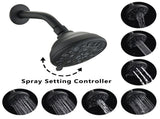 Matte Black high pressure 6-setting 4" shower head - Angle adjustable, clog-proof shower head 23627898