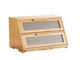 Double-Layer Bamboo Bread Box for Kitchen Counter, Spacious Wooden Bread Storage Container with 03560687