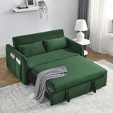55" Modern Convertible Sofa Bed with 2 Detachable Arm Pockets, Velvet Loveseat Sofa with Pull Out W119363993