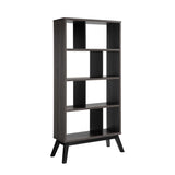 Mid-Century Modern 4 Tier Bookcase, Distressed Gray Bookshelf Display Storage B107131295