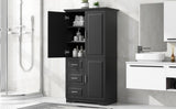 ZNTS Tall and Wide Storage Cabinet with Doors for Bathroom/Office, Three Drawers, Black WF299285AAB