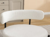 Burbank Modern Round Boucle Dining Chairs, Set of 2, White T2574P180242