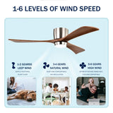 ZNTS 52" Ceiling Fan with Lights Remote Control,Quiet DC Motor 3 Wood Blade Ceiling Fans 6 Speed 25445381