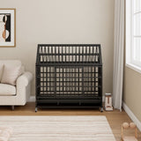 48 Inch Heavy Duty Dog Crate Wheels, Folding Metal Big Dog Cage for Large and Medium Dogs, Cage W347P295281