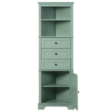 ZNTS Green Triangle Tall Cabinet with 3 Drawers and Adjustable Shelves for Bathroom, Kitchen or Living 58750373