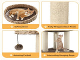 41 Inch Hand-Woven Water Hyacinth Cat Tree, 3 Sisal Scratching Posts Multi-Level Activity Center for 74500291
