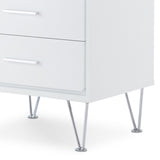 ZNTS White 2-Drawer Accent Table with Hairpin Legs B062P181399