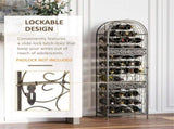 45-Bottle Wrought Iron Jail-Style Wine Rack with Lock 43040864