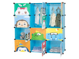 4-Layer 12-Grid 2-Hanging Rod Magic Cube Wardrobe, Plastic Steel Wire Material with Animal 30978440
