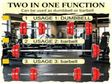44lbs Adjustable Convertible Dumbbell Barbell Set All-in-One Home Gym Weight Training Equipment for 39585661