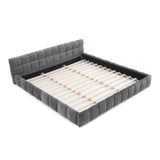 King size Upholstered Bed Frame Thick Fabric, Chenille Fabric Grounded Queen Size Platform Bed W487P246688