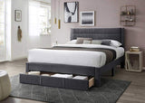 Luxury Contemporary Look 1pc Queen Size Bed w Storage Drawer Charcoal Corduroy Headboard Bedframe B011P238964